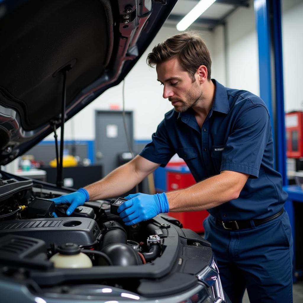 Auto Mechanic Performing Engine Diagnostics in Georgetown, TX