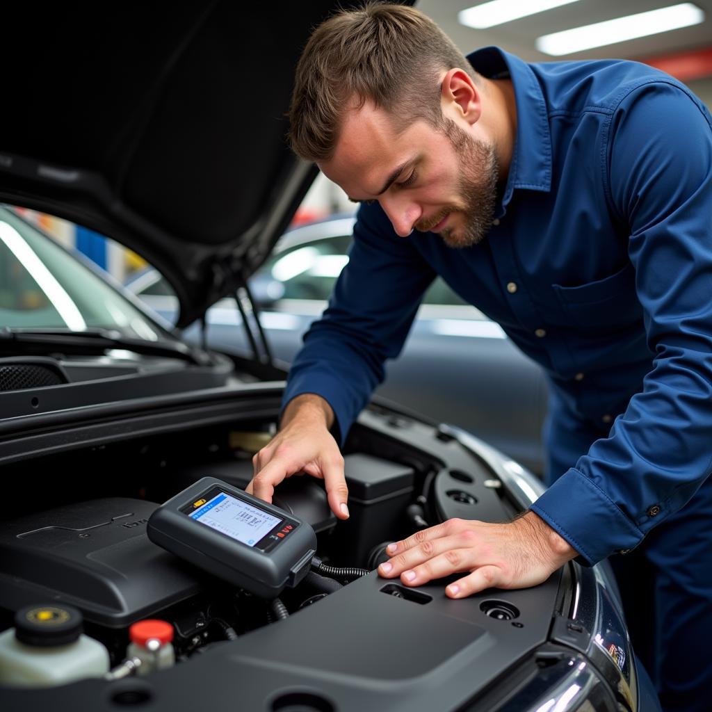 Auto Mechanic Using Diagnostic Tool