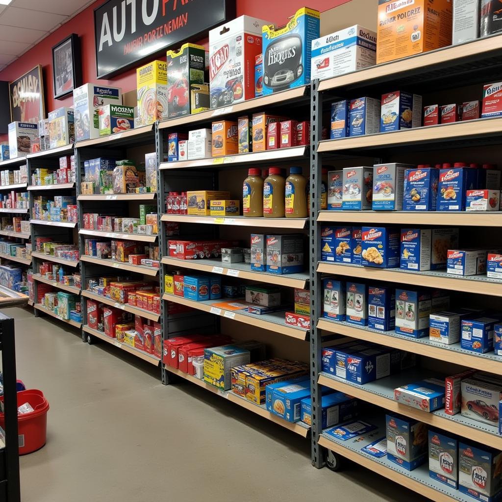 Auto Parts Store Shelves Stocked with Parts on 19th and North