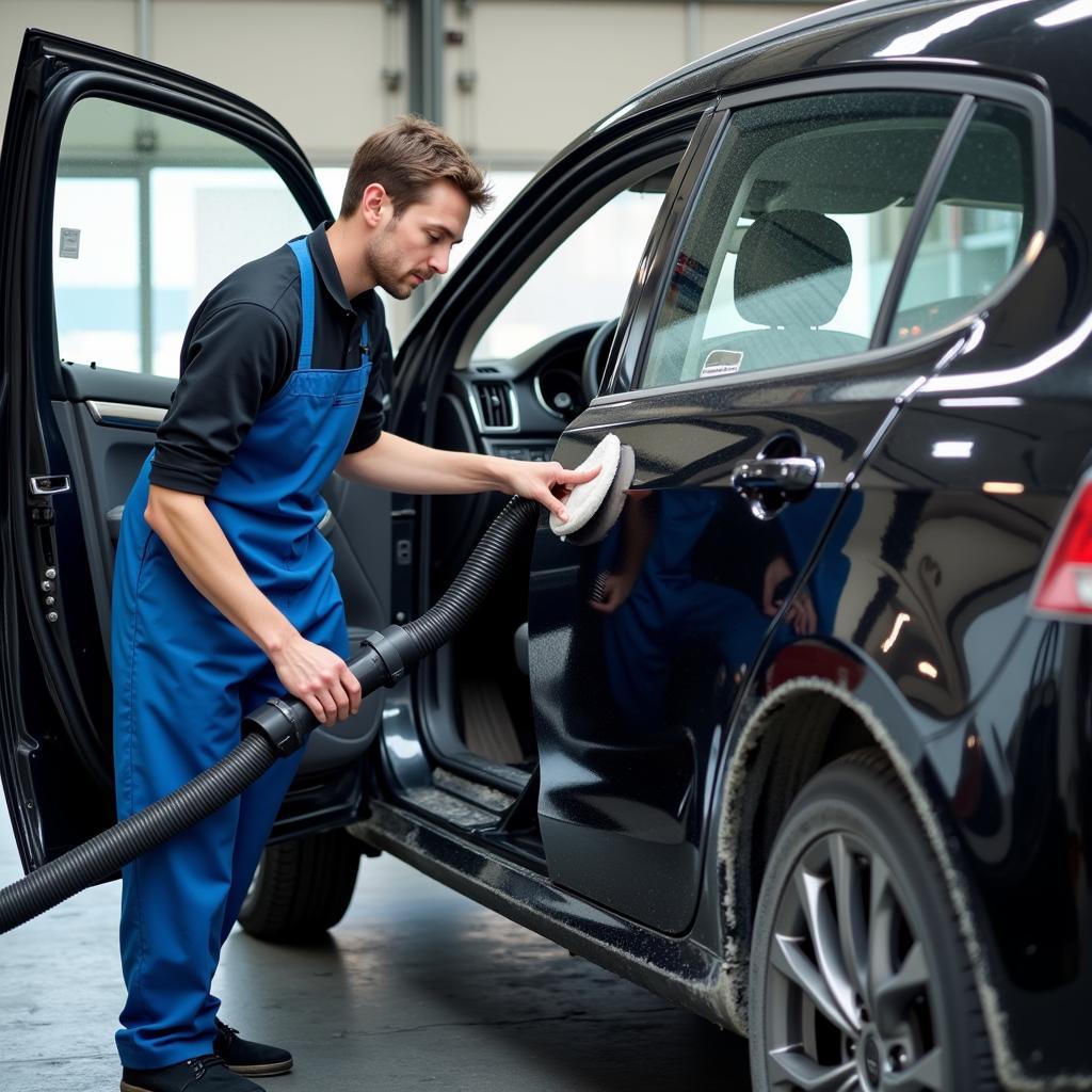 Auto prep service for dealers detailing a car before sale.