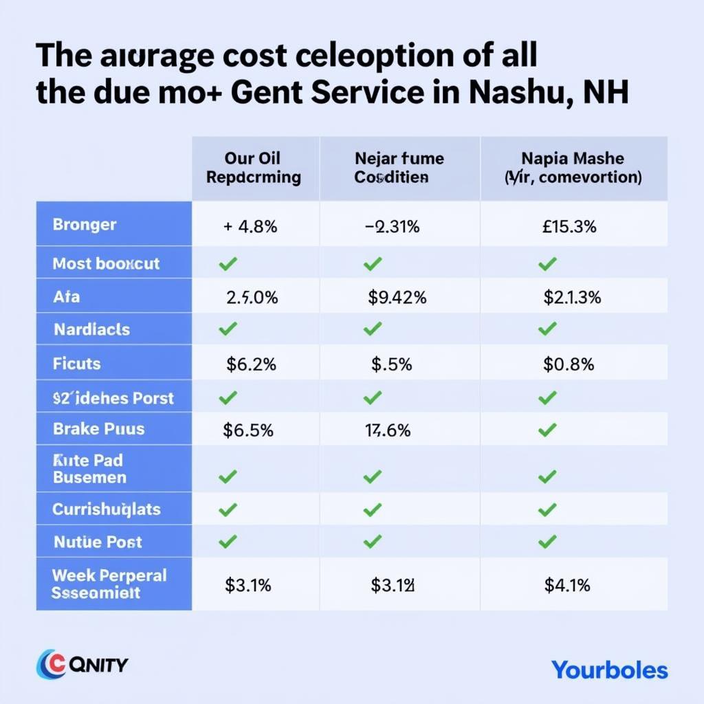 Auto Repair Cost Comparison Chart