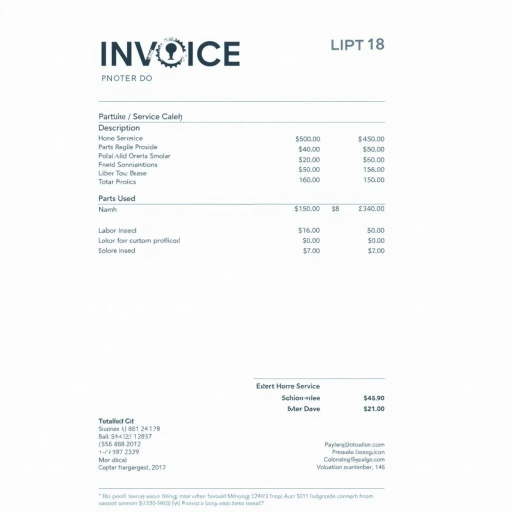 Auto Repair Invoice Sete