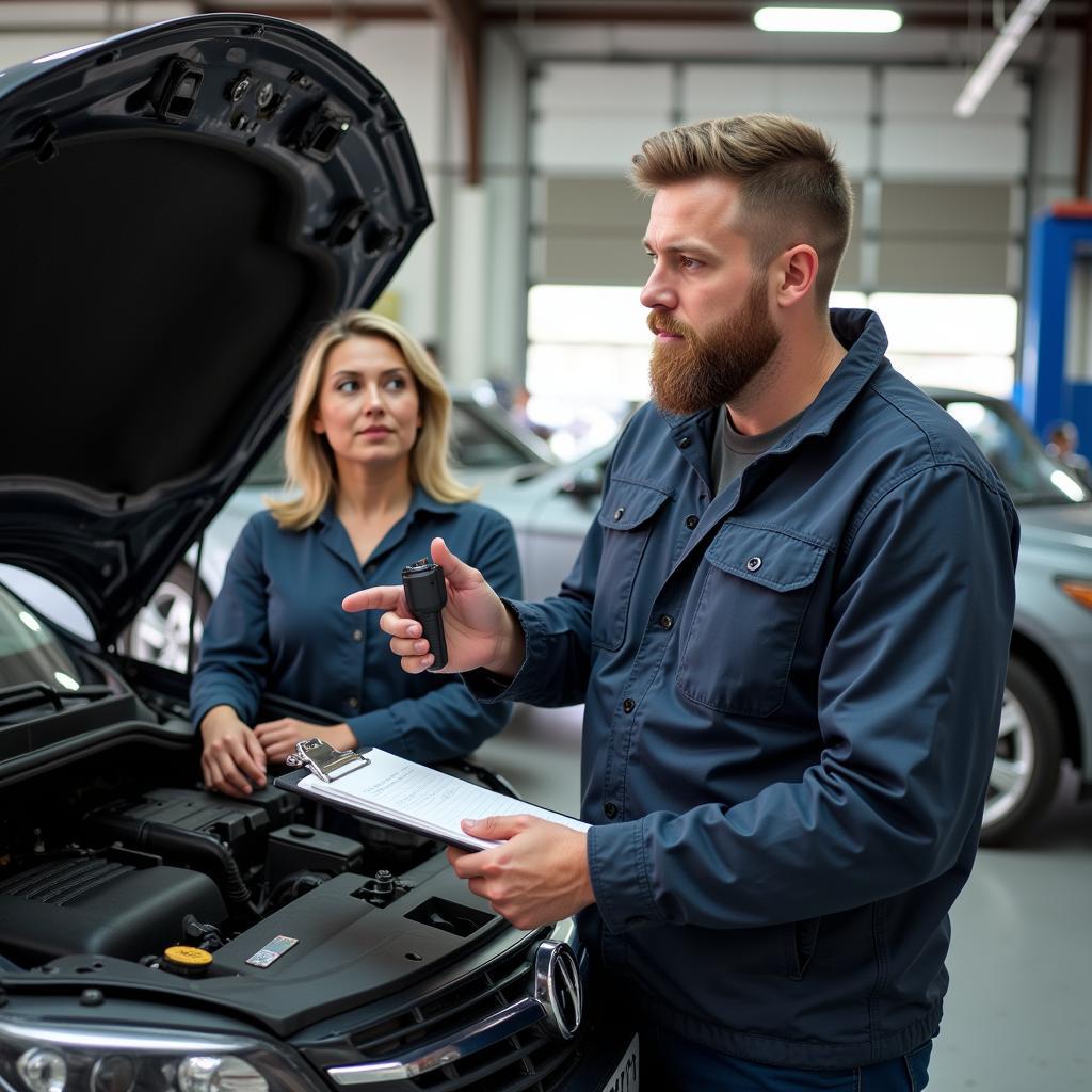 Mechanic Actively Listening to Customer