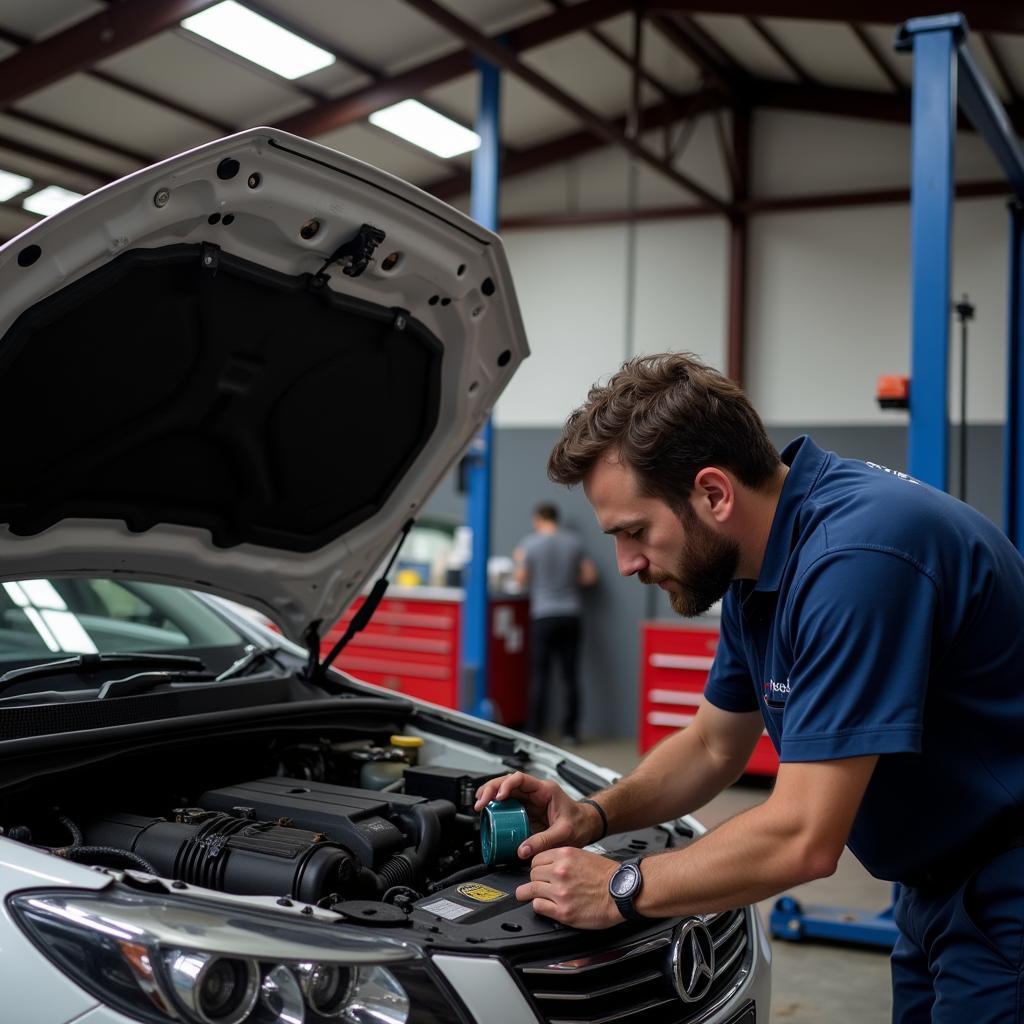 Mechanic Performing Car Maintenance in NE28 9NT