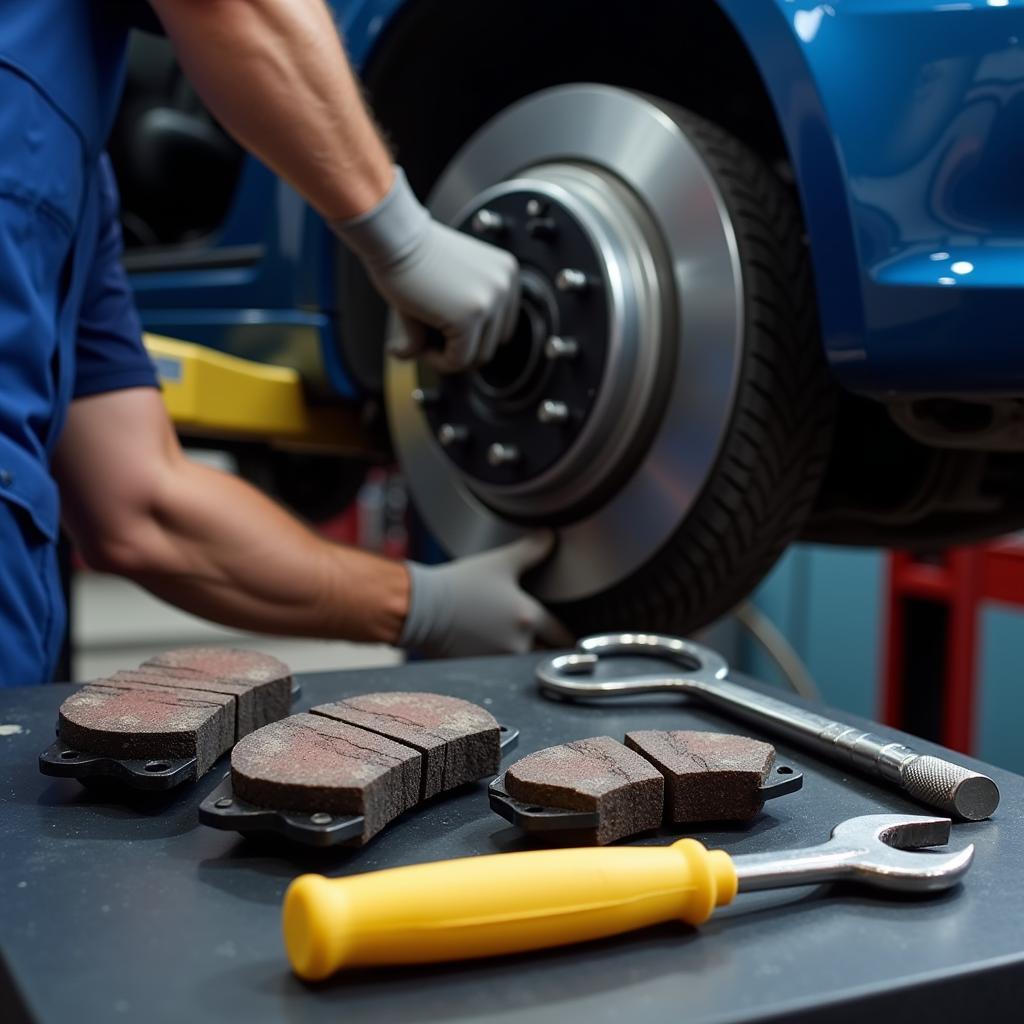 Brake Service in a Professional Auto Repair Shop