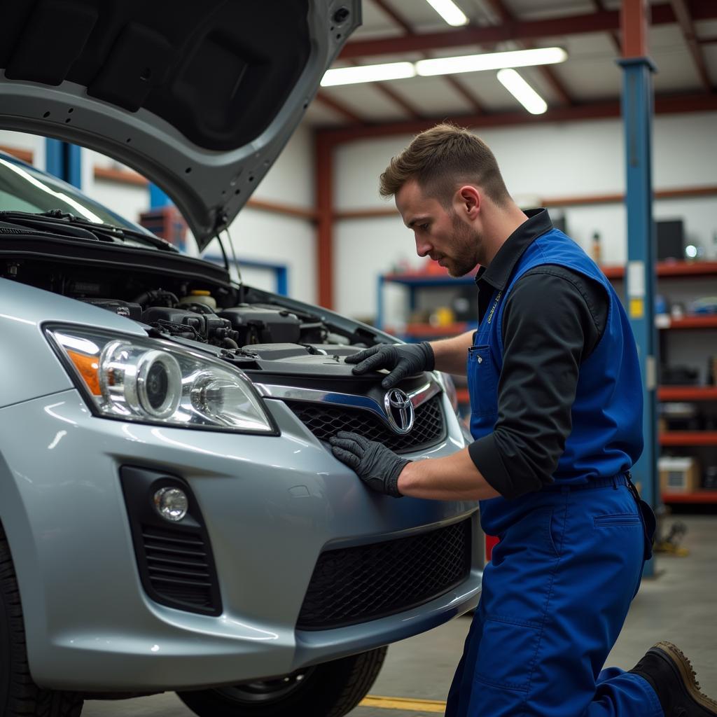 Mechanic Working Efficiently on a Car in Burlington, WI