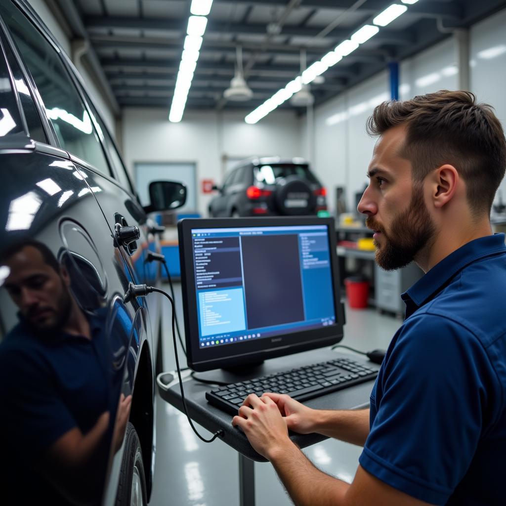 Modern Diagnostic Equipment in an Auto Repair Shop