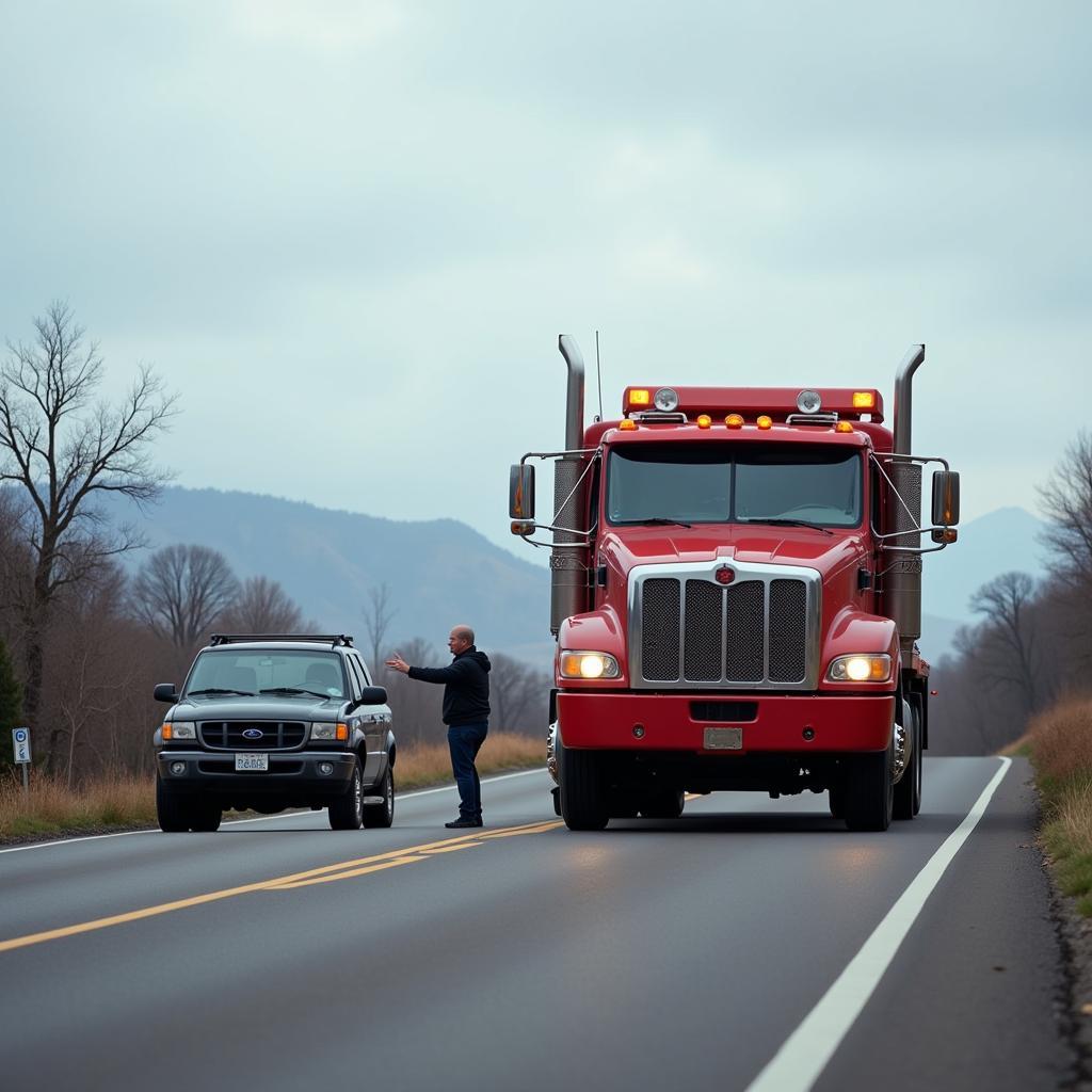 Tow Truck Arriving at Roadside Assistance Scene