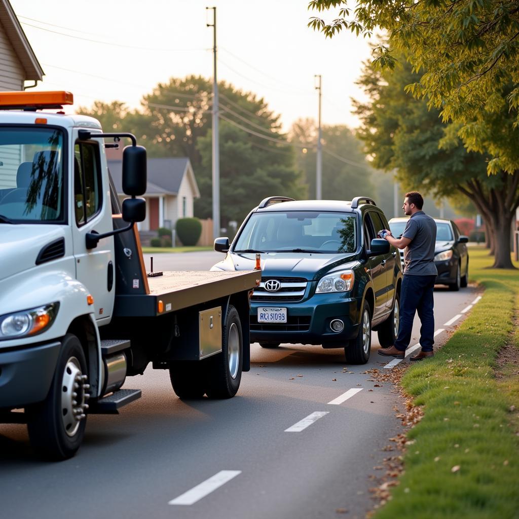 Tow Truck Providing Auto Road Service in 07712