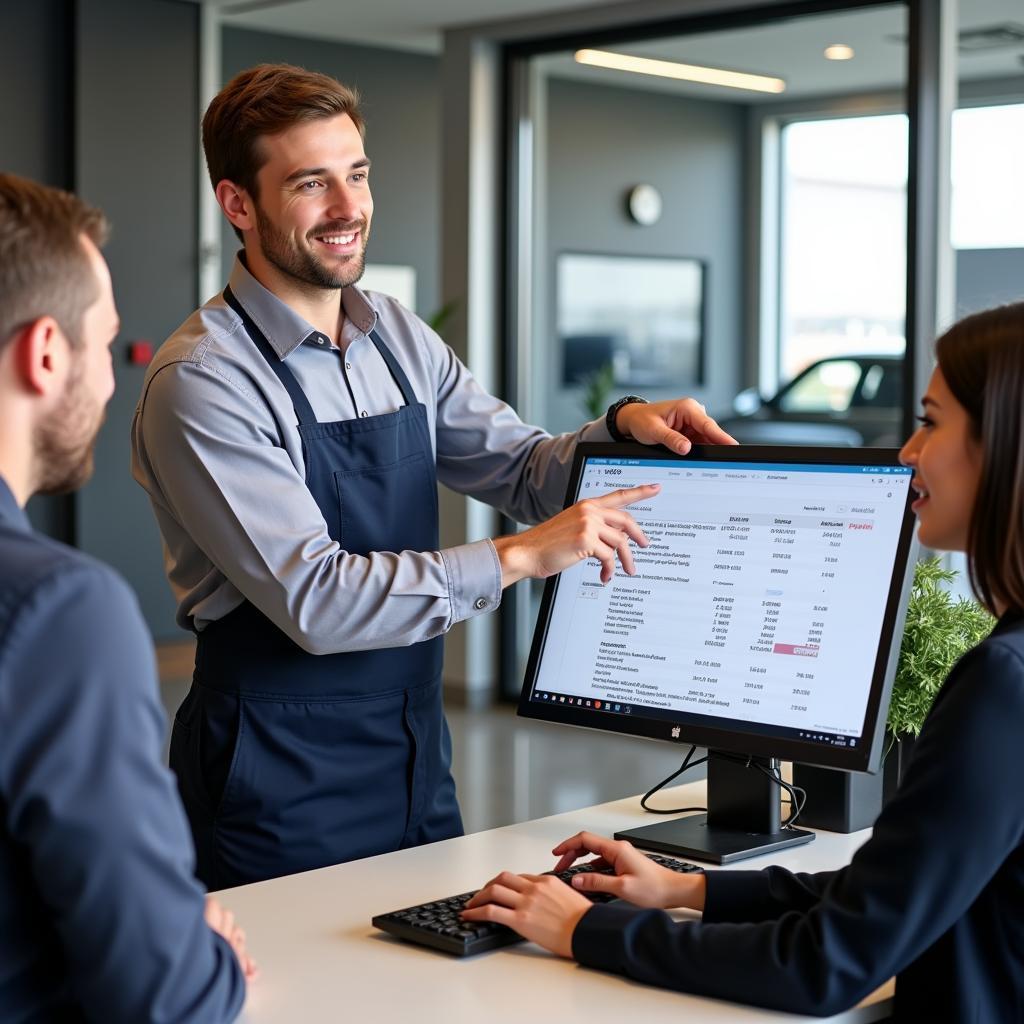 Auto Service Advisor Discussing Repair Options with Customer