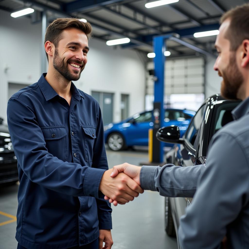 Auto Service Advisor Greeting a Customer in Qatar