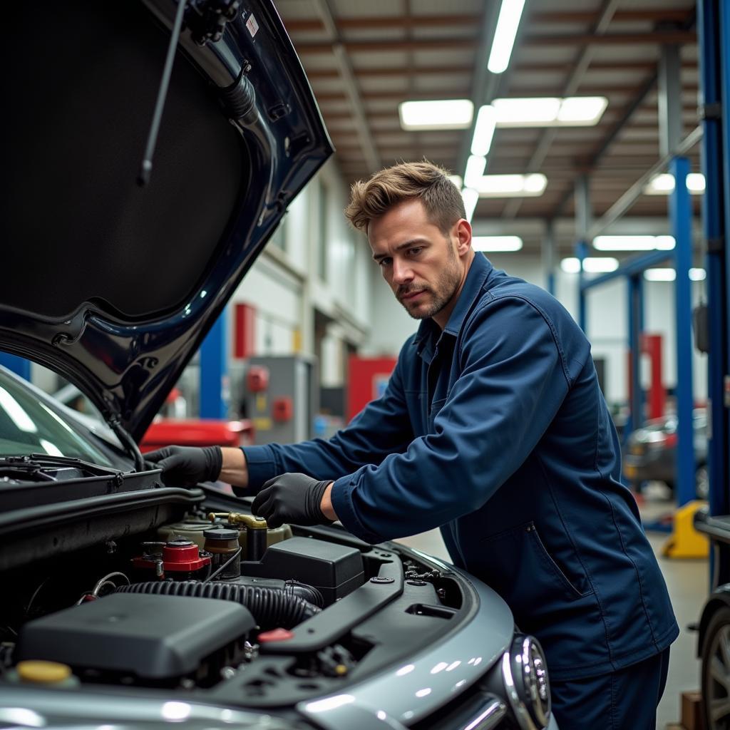 Mechanic Working on a Car in Bar Vermont