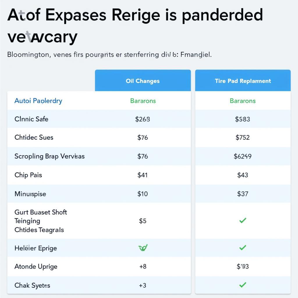 Auto Service Cost Comparison in Bloomington, Illinois