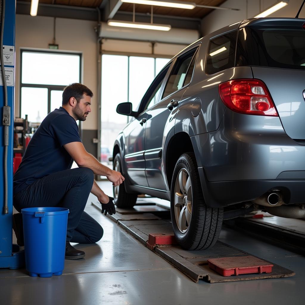 Car Undergoing Routine Maintenance in Bottineau, ND