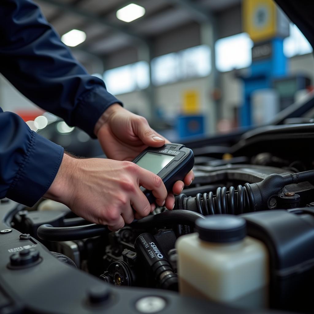 Mechanic Checking a Car in Bradley Auto Service