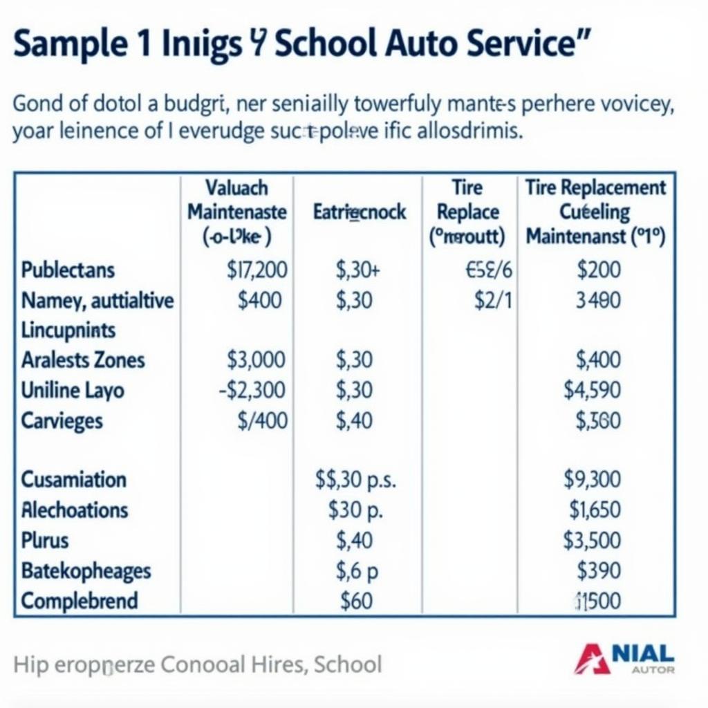 Budgeting for School Auto Service