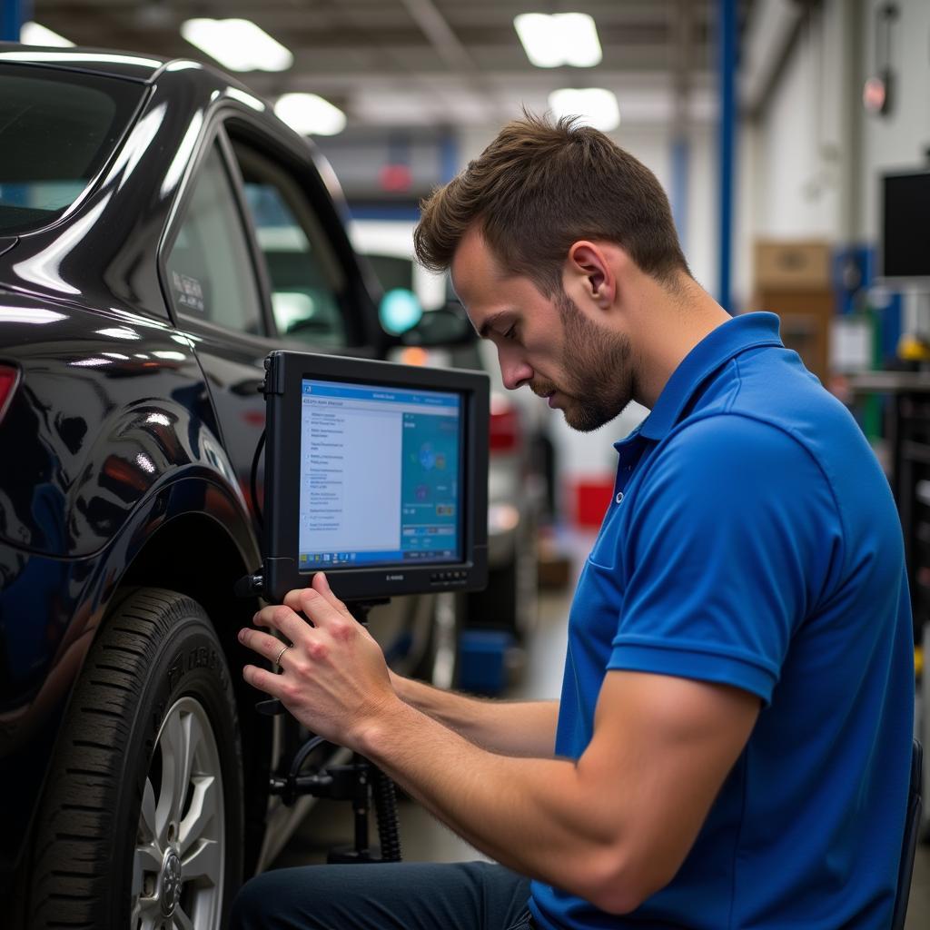 Inspecting Equipment at an Auto Service Center for Sale