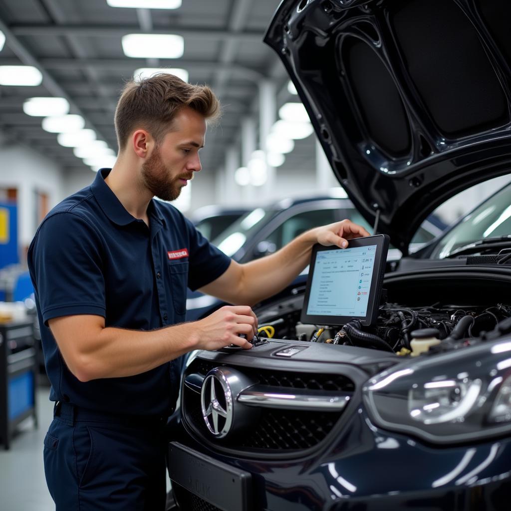 Experienced Technician Working on a Car in Holicong Auto Service Center