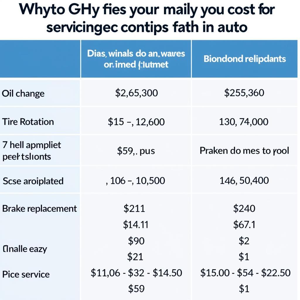 Auto Service Cost Comparison Hoover, AL