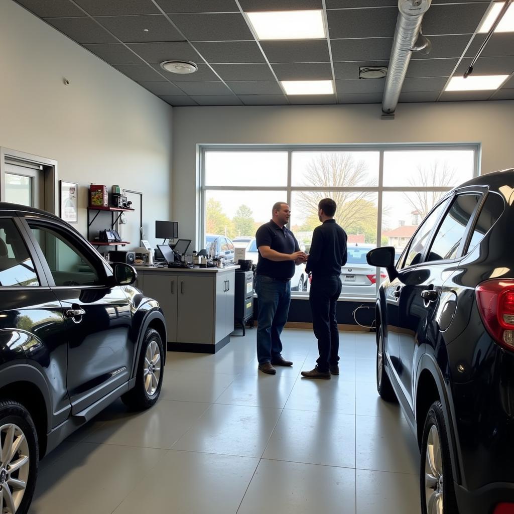 Modern and clean auto service center interior in Jamison