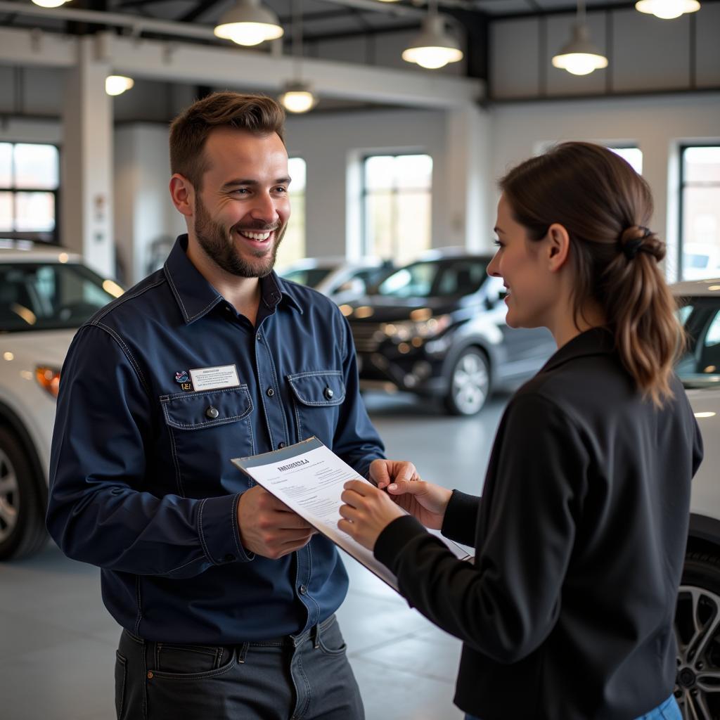 Mechanic Consulting with a Customer in Kleve