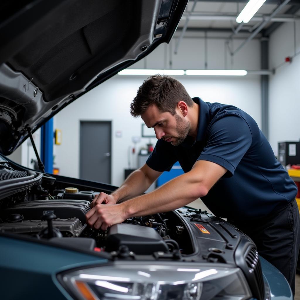 Experienced Technician Working on a Car in Newry Auto Service Centre