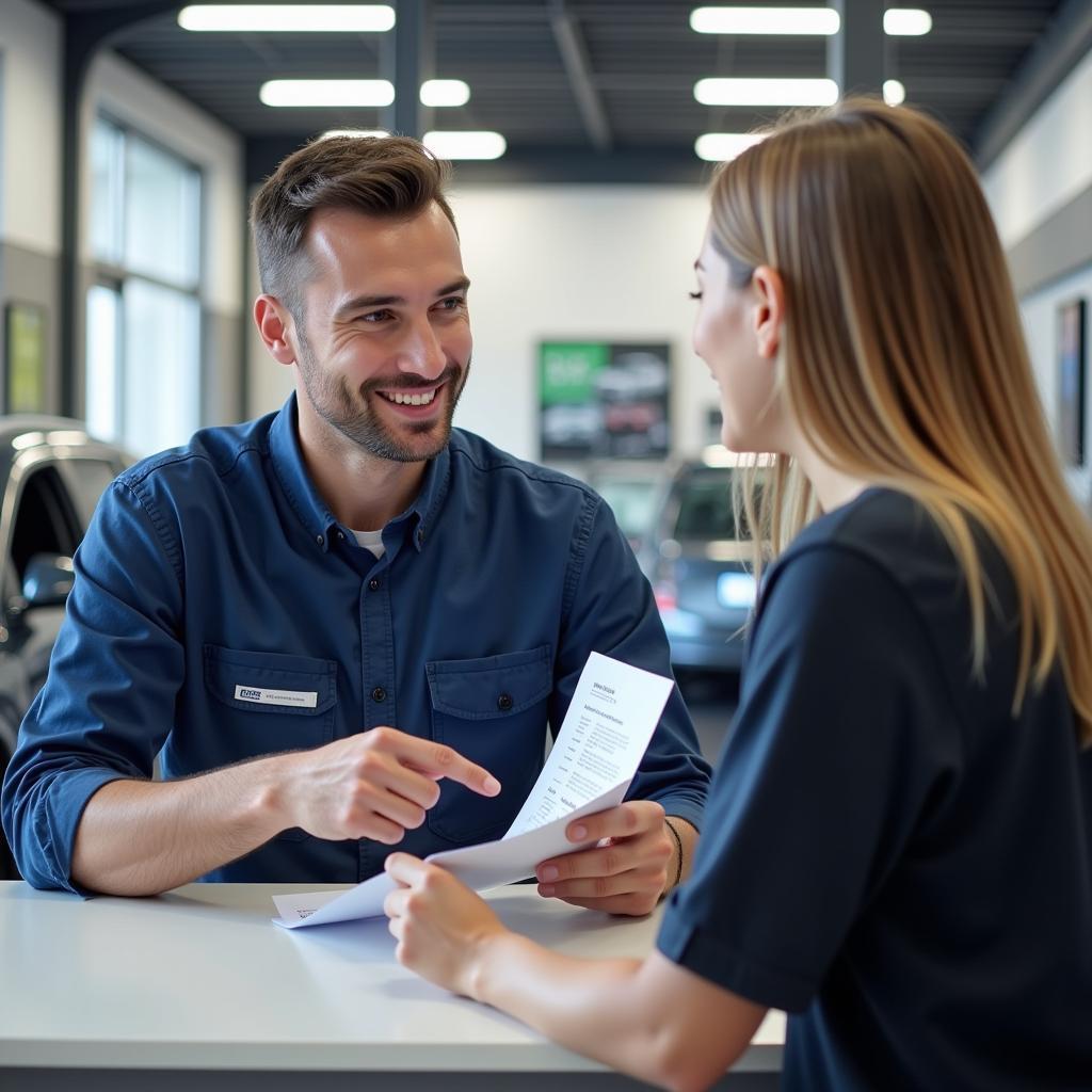 Customer Consultation at an Auto Service Center in Chalfont