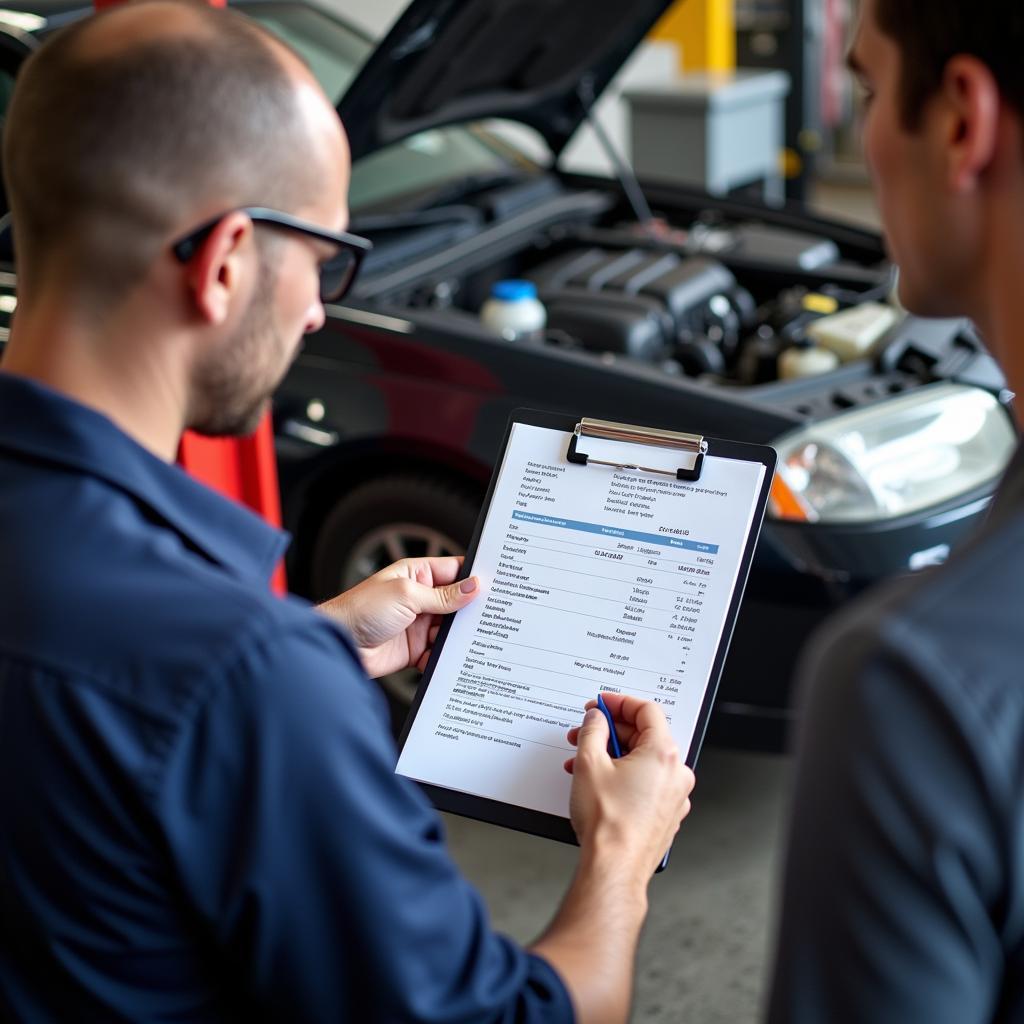 Auto Service Consultant Explaining Repair Estimate