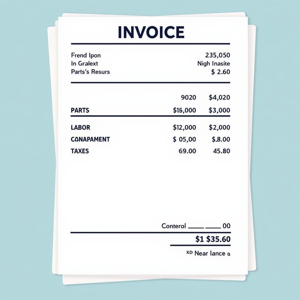 Detailed Invoice for Car Repairs