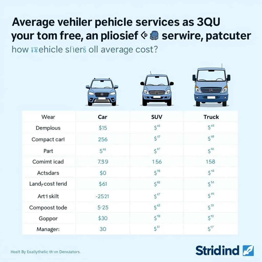 Auto Service Cost Comparison Chart