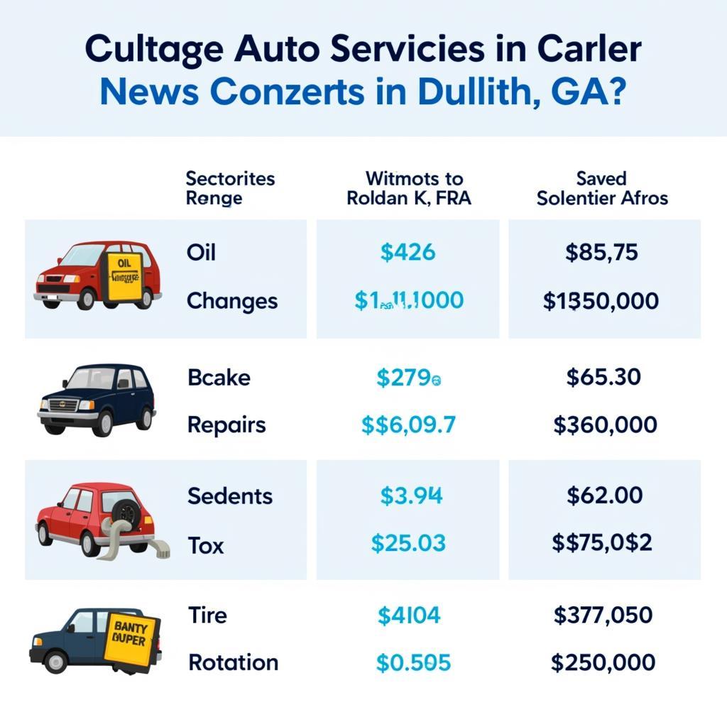 Auto Service Costs in Duluth, GA