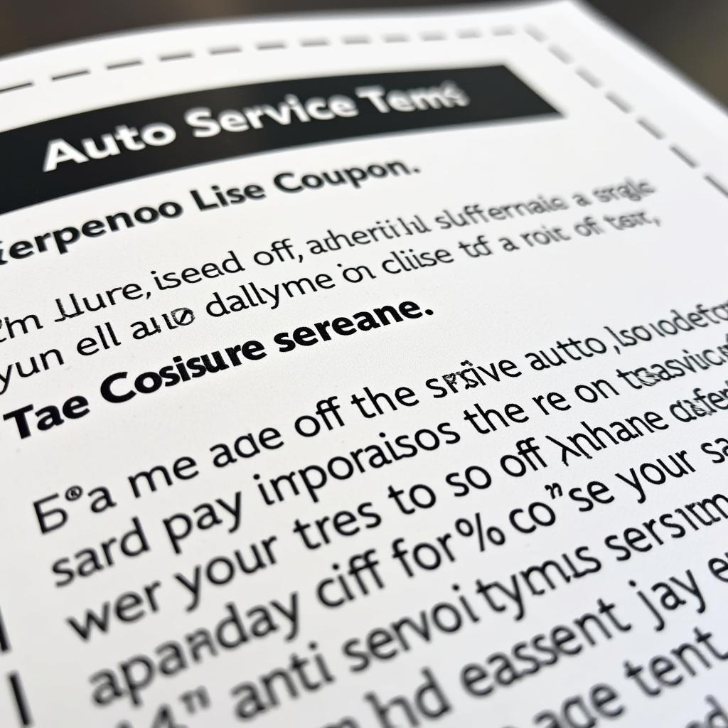 Auto Service Coupon Fine Print