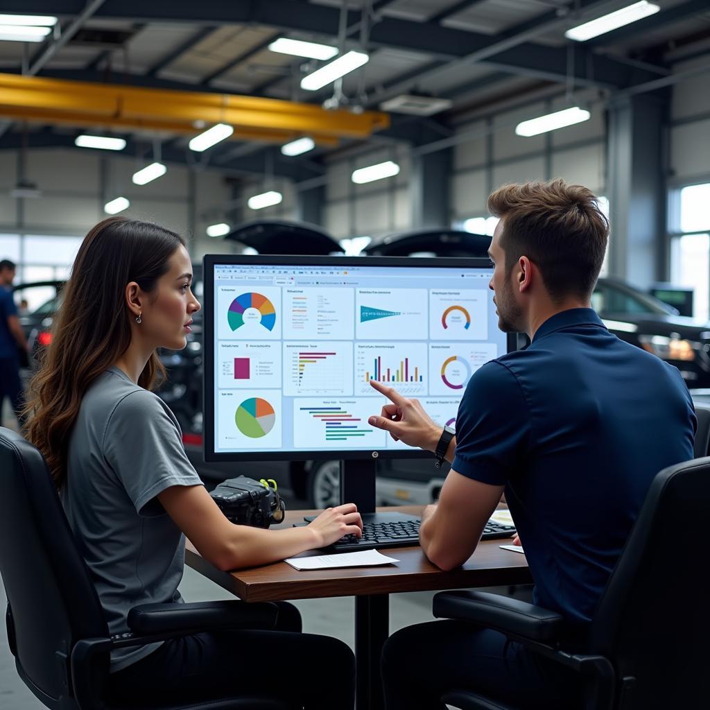 Auto Service Department Consultant Analyzing Workflow