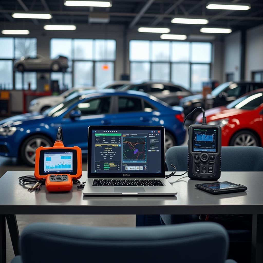 Modern diagnostic tools used in an auto service center in Furlong