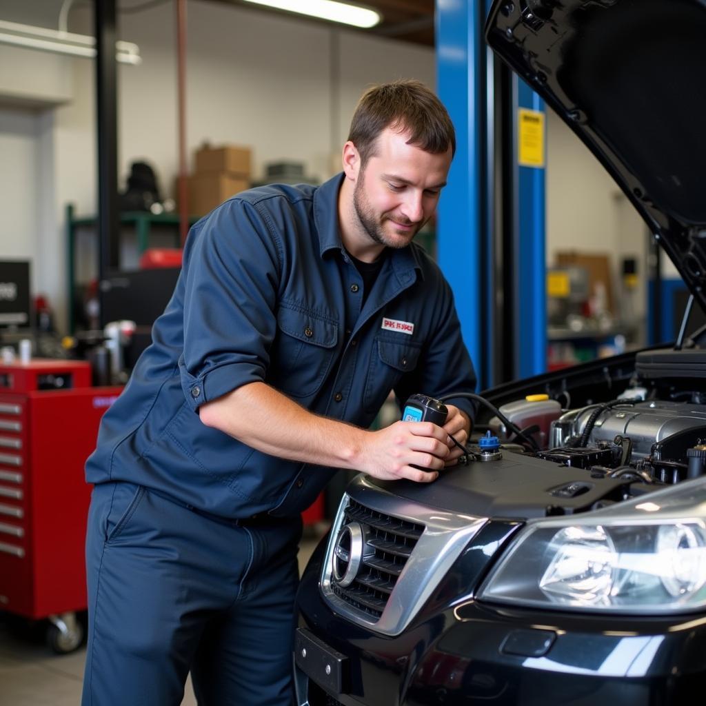 Mechanic working on a car in Dowagiac, MI