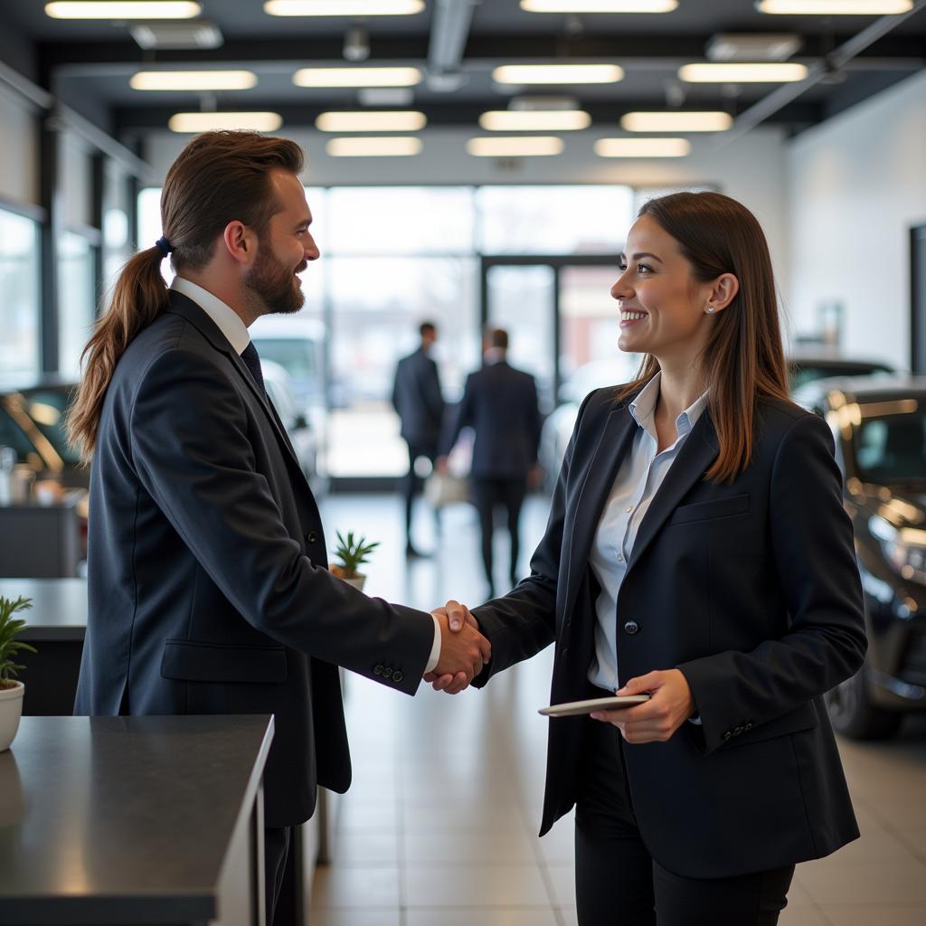 Auto Service Greeter Welcoming a Customer