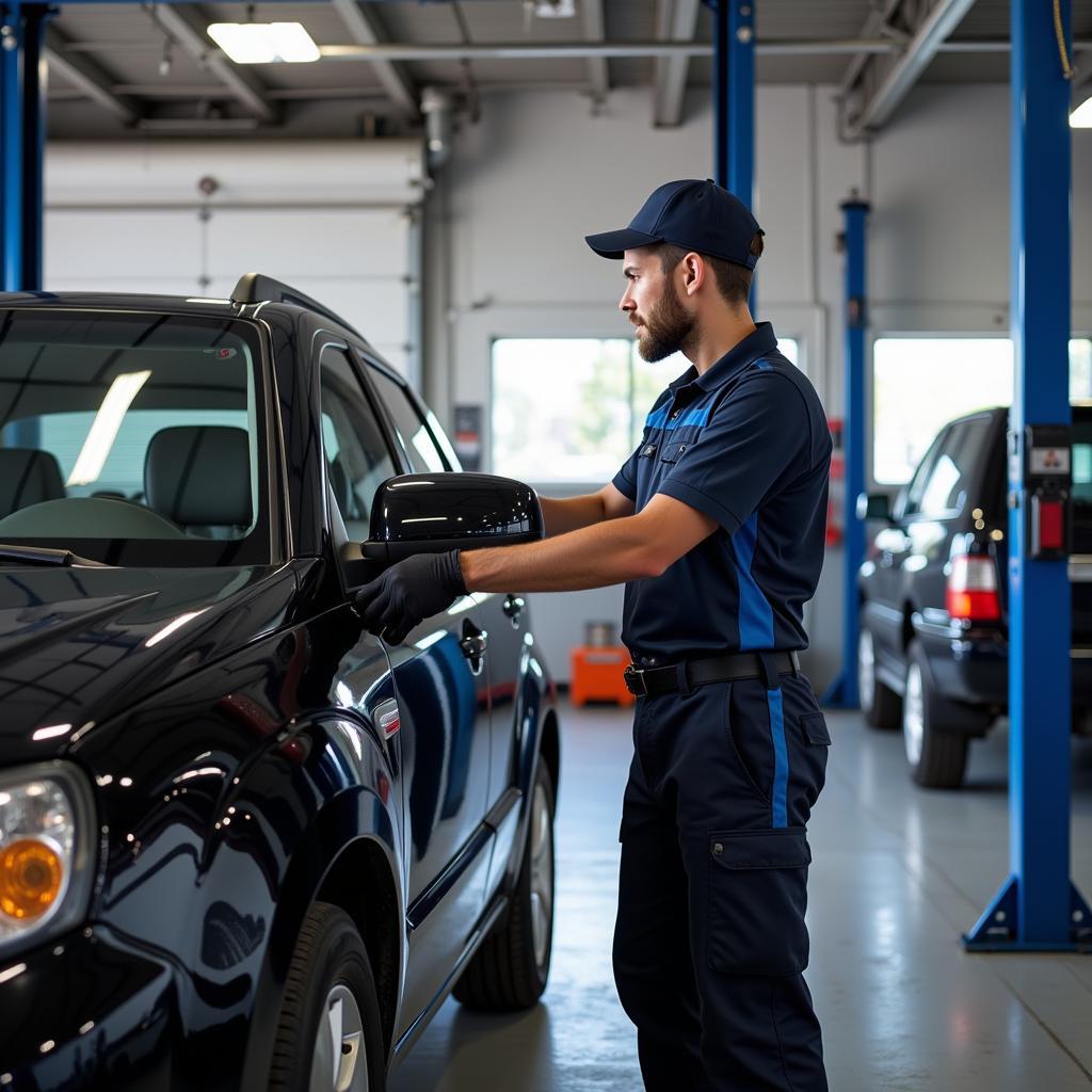 Mechanic working on a car in a Hamilton garage