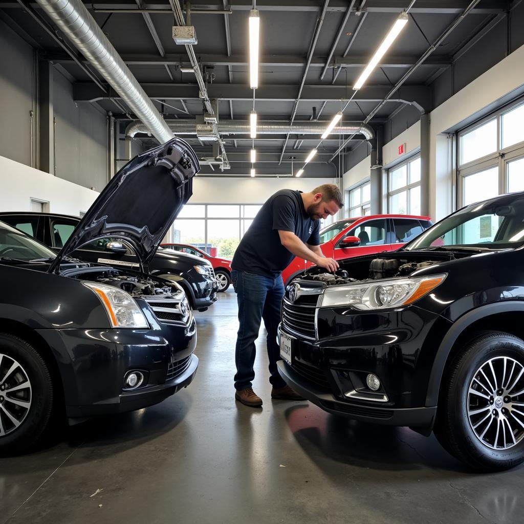 Car repair in a modern auto service center in Hernando, MS