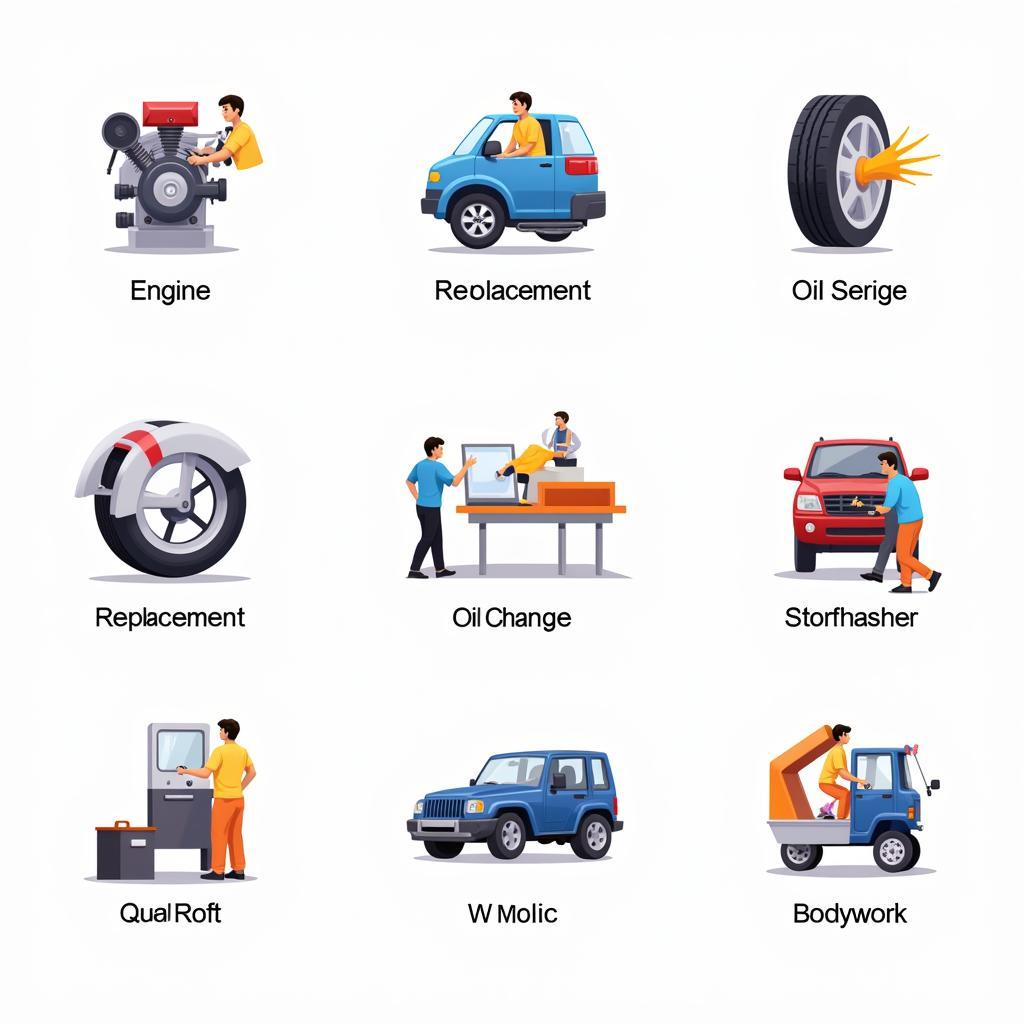 Auto Service Icons Representing Different Services