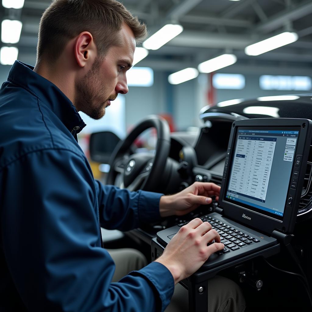 Modern Diagnostic Equipment in an Auto Service Shop in Ithaca