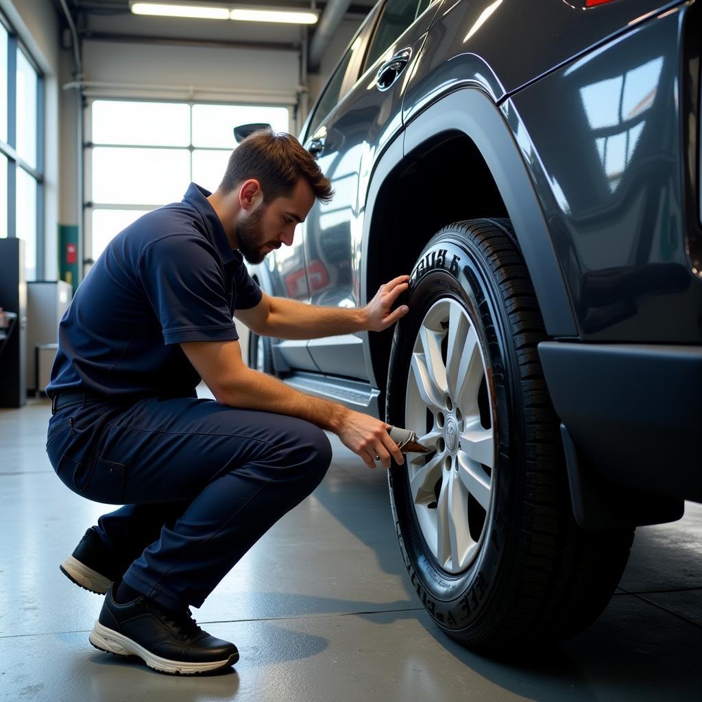 Technician performing regular maintenance on a car in Joplin, MO