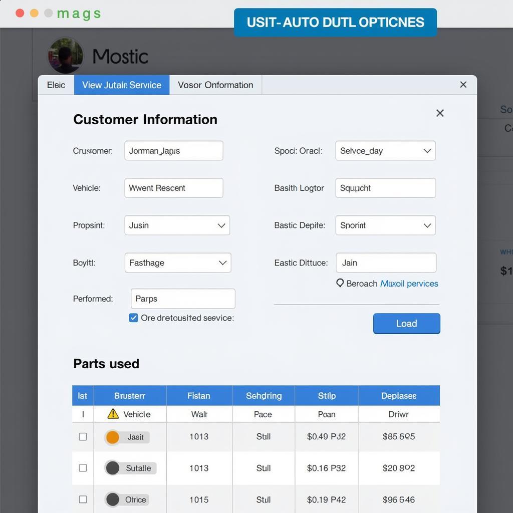 Modern Auto Service Kaart Print Software Interface