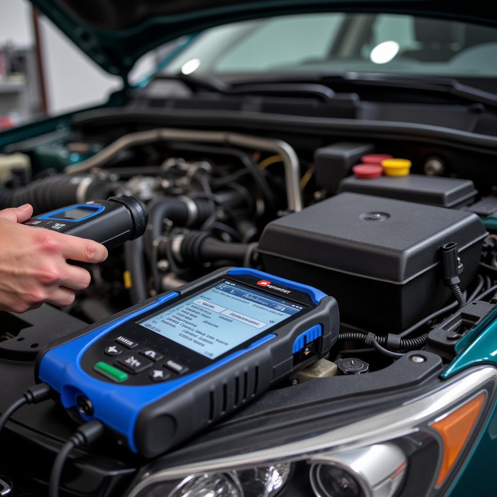 Mechanic using diagnostic tools in Kent OH