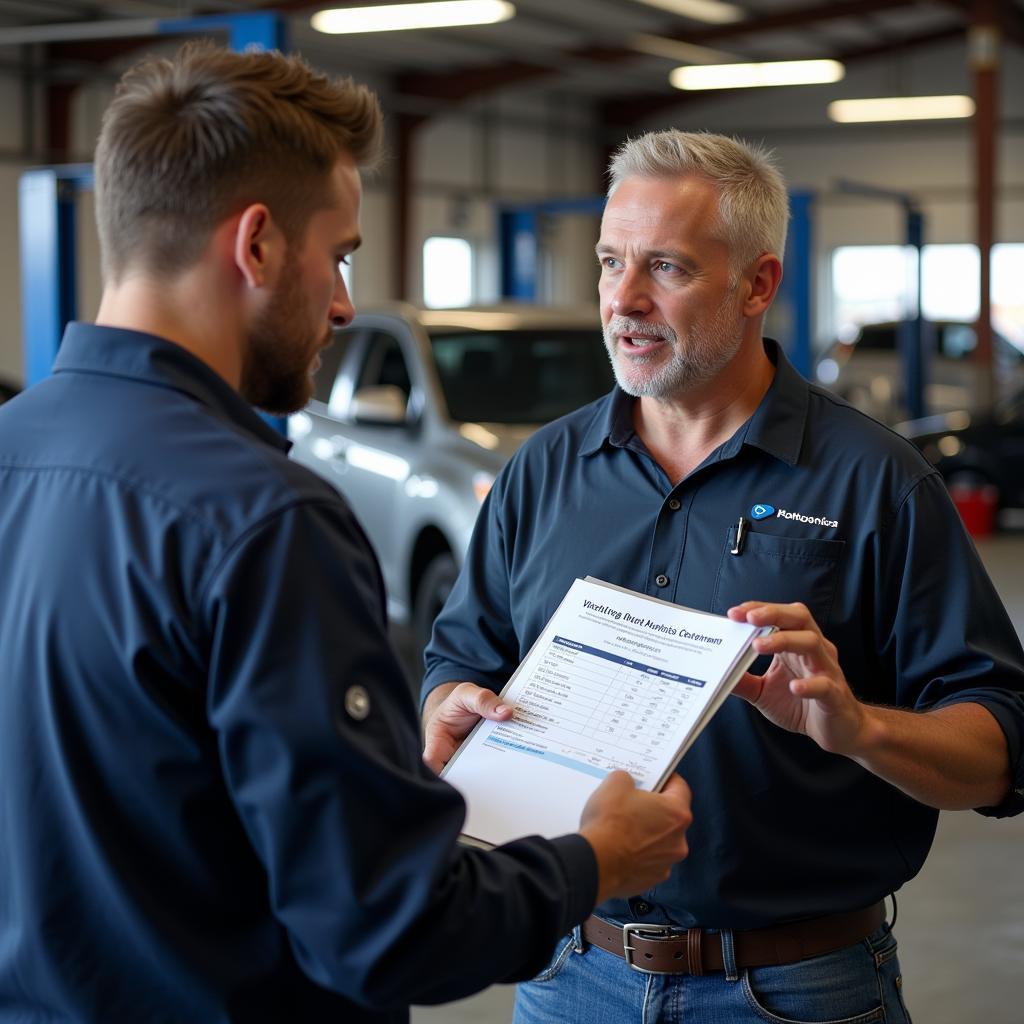 Customer and Mechanic Discussing Auto Repair in Killeen