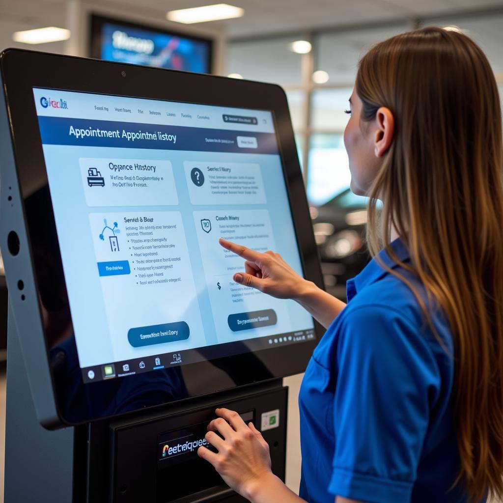 Customer Interacting with Auto Service Kiosk