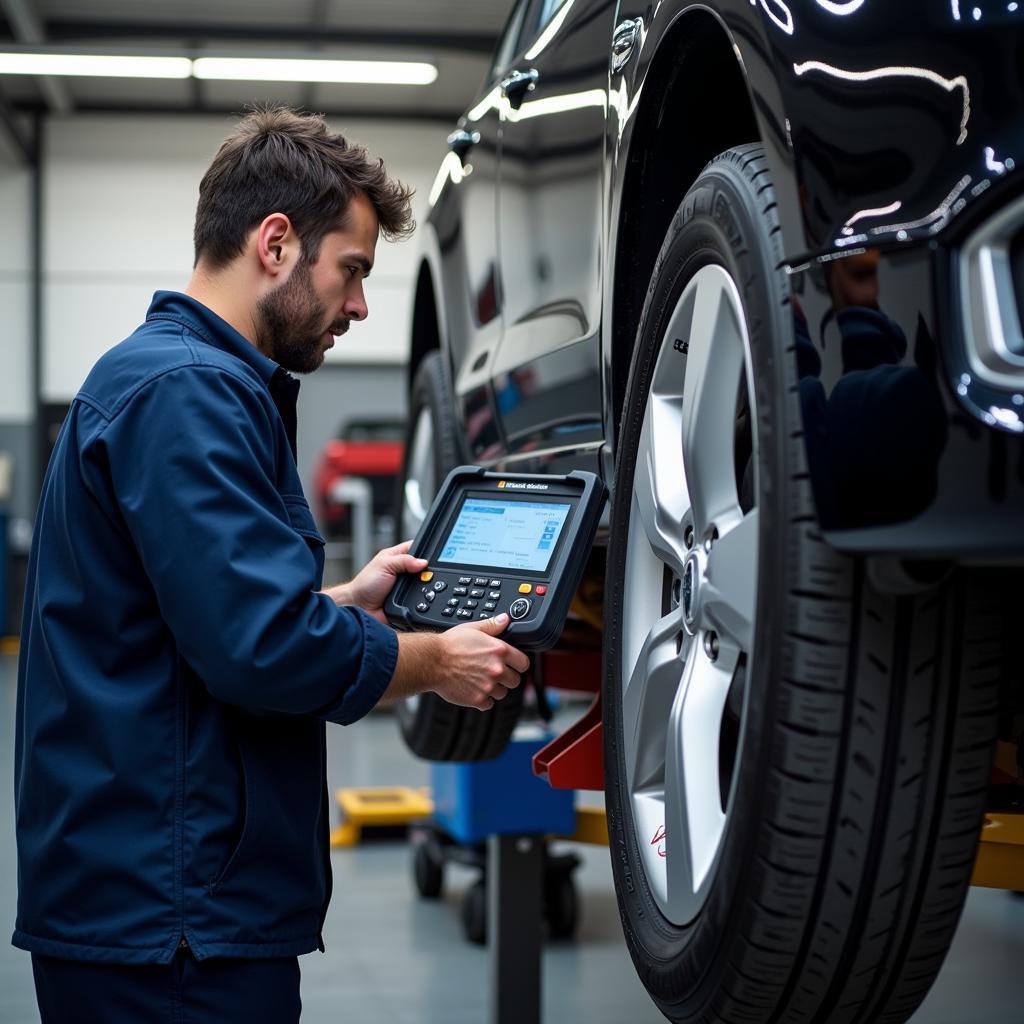 Modern diagnostic tools being used on a car in Klein Berlin