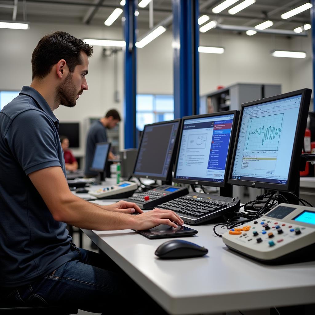 Modern Diagnostic Equipment in an Auto Service Lab in Madera