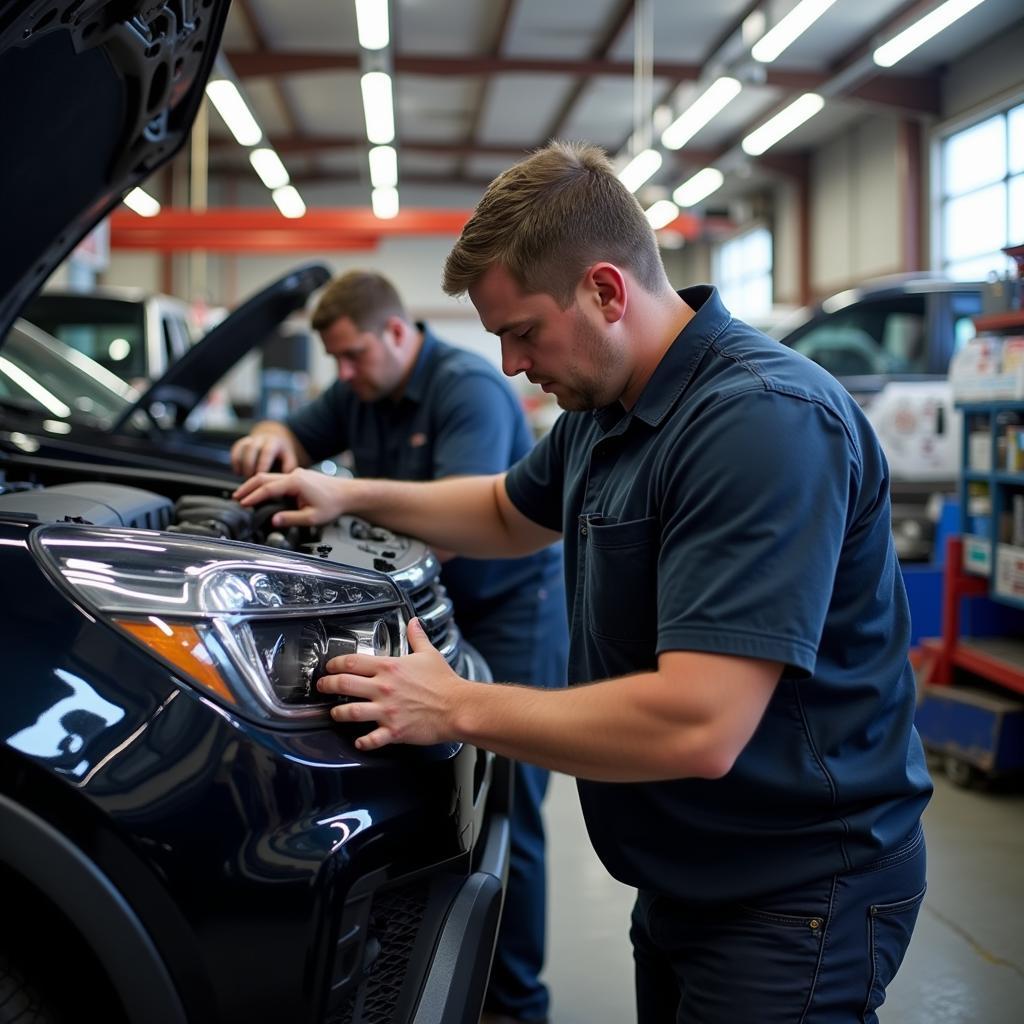 Certified Technicians Working on a Car in Le Mars IA