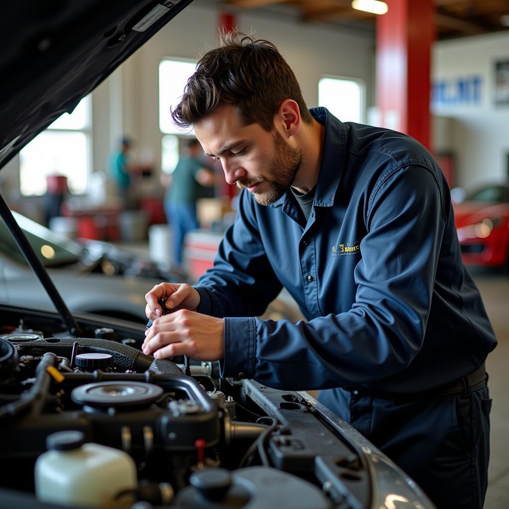 Mechanic Performing Engine Repair