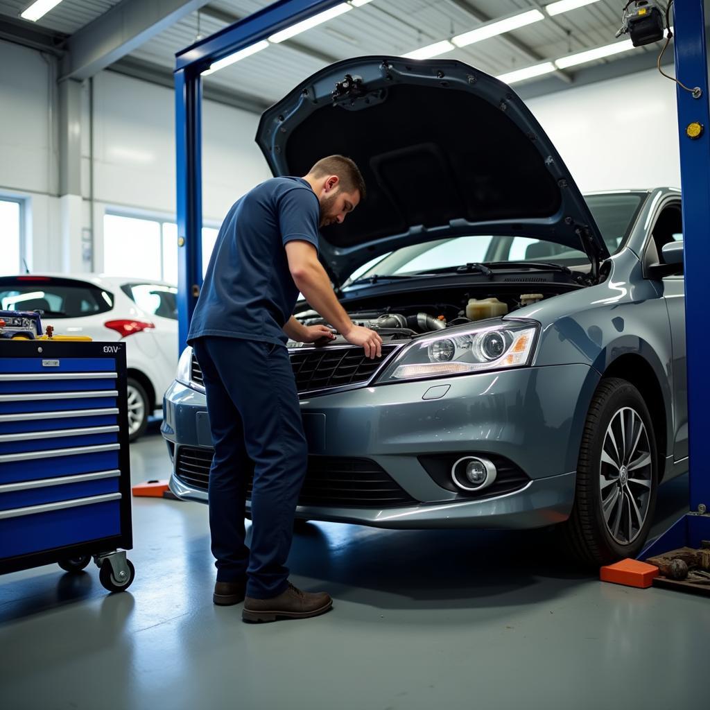 Car repair at an auto service center in Lewis Center